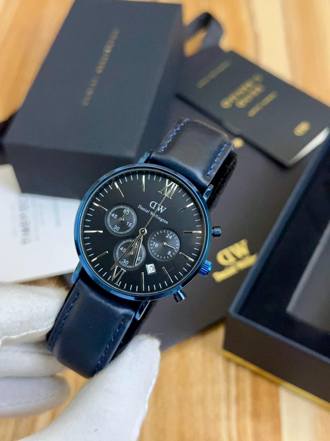 MONTRE WD HOMME CUIR BLEU - BLEU