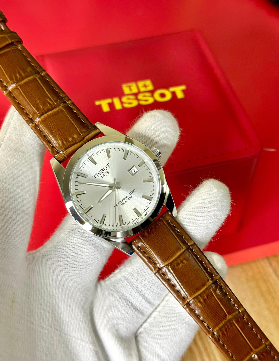 MONTRE TISSOT GENTLMAN HOMME CUIR MARRON - GRISE