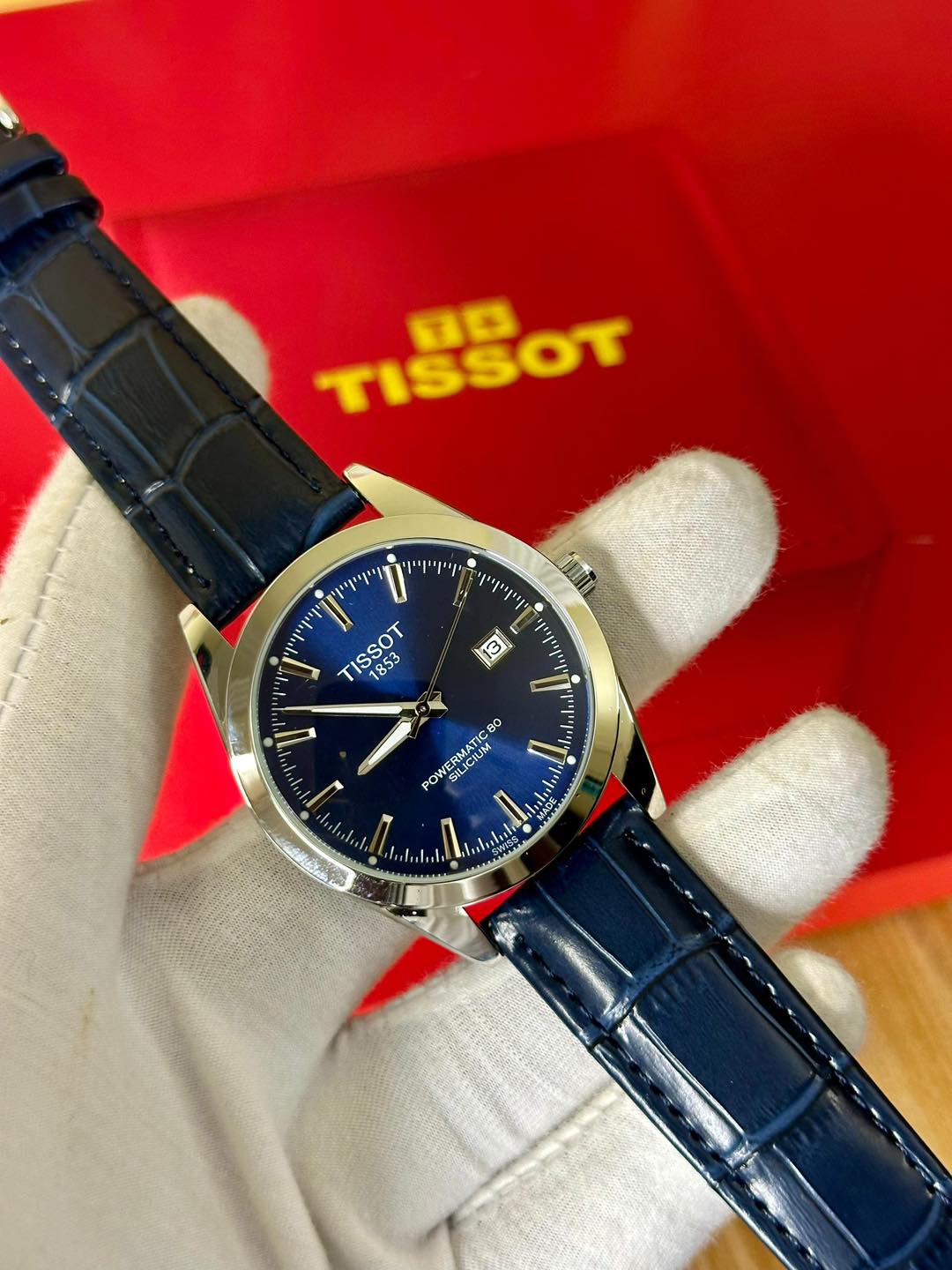 MONTRE TISSOT GENTLMAN HOMME CUIR BLEU - BLEU