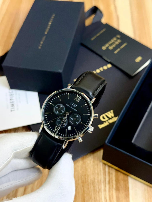 MONTRE WD HOMME CUIR NOIR - NOIR