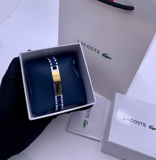 BRACELET LACOSTE POUR HOMME MIXE BLEU-DORE