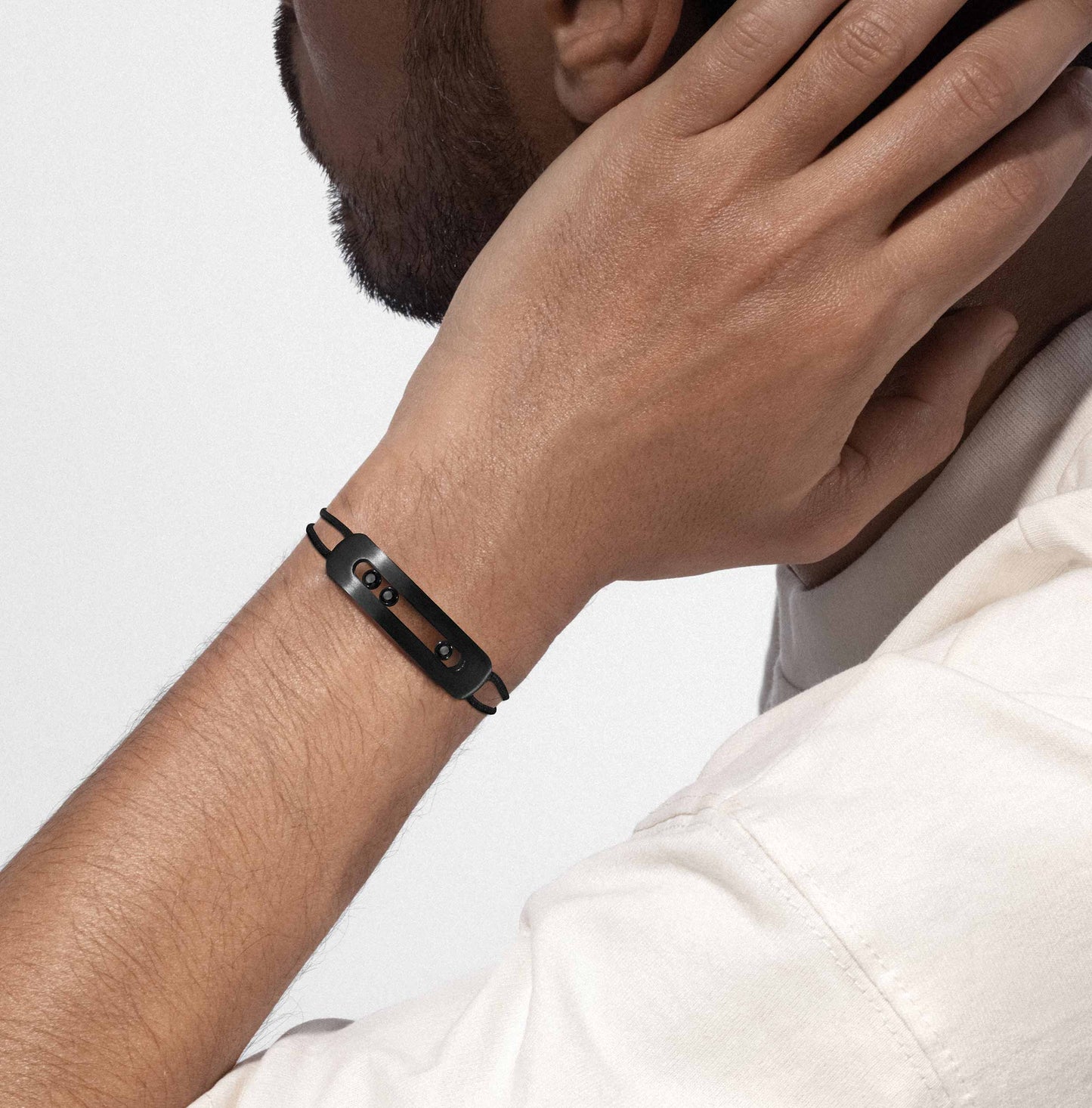 BRACELET CORDON NOIR TITANIUM NATUREL